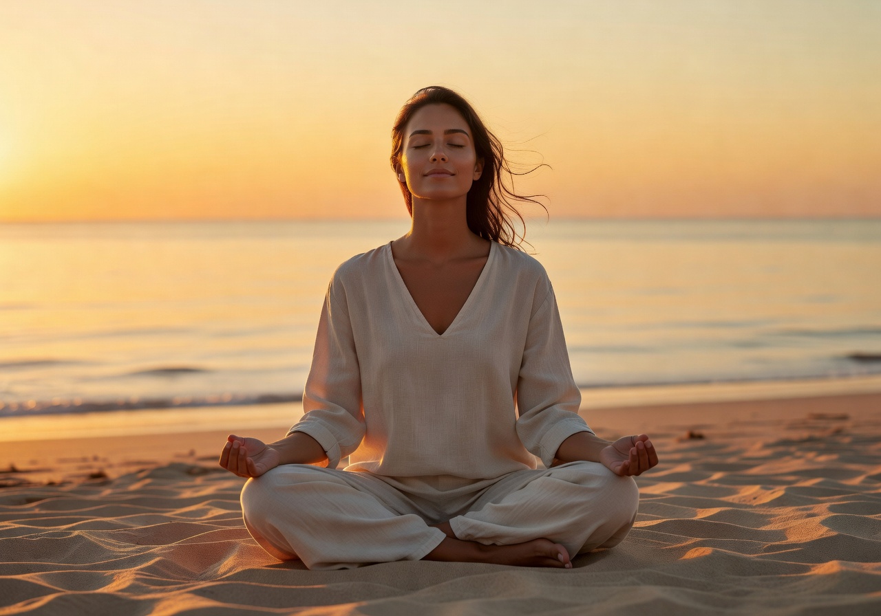 Person relaxing and finding inner balance